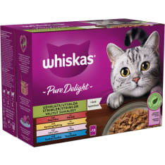 Whiskas 1+ Pure Delight 12 x 85 g valitut suikaleet hyytelössä