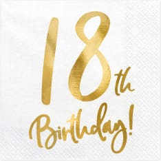 Happy Birthday 18 valkoinen lautasliina