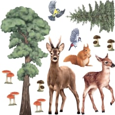 Pastelowe 11-105cm forest animals II decoration sticker 13 pcs