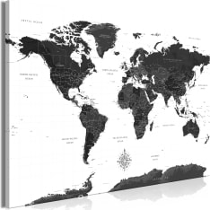Artgeist Black and White Map wide taulu