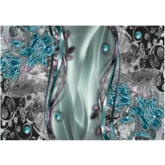 Artgeist Floral Curtain (Turquoise) itseliimautuva fototapetti