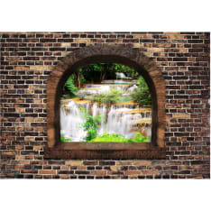 Artgeist Stony Window: Waterfalls itseliimautuva fototapetti