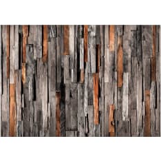 Artgeist Wooden Curtain (Grey And Brown) itseliimautuva fototapetti