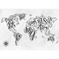 Artgeist Retro Continents (Grey) itseliimautuva fototapetti