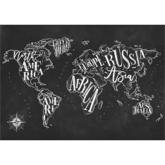 Artgeist Retro Continents (Black) itseliimautuva fototapetti