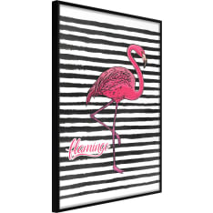 Artgeist Flamingo On Striped Background juliste