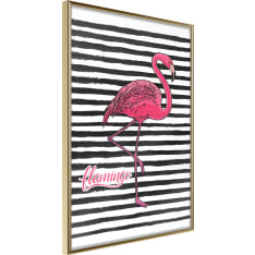 Poster - Flamingo on Striped Background