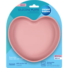 Canpol Babies Sydän pinkki Silicone Plate with Suction Cup