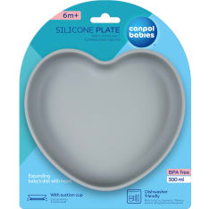 Canpol Babies Sydän sininen Silicone Plate with Suction Cup
