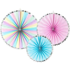 Pastel colored paper fan decoration 3 pcs
