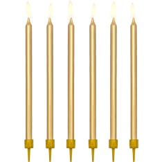 Cake candles and holders gold-colored 12 pcs/box
