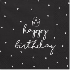 Happy Birthday musta lautasliina