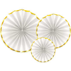 White paper fan decoration 3 pcs