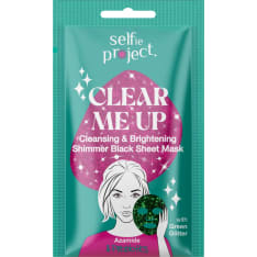 Selfie Project Clear Me Up with green glitter kasvonaamio