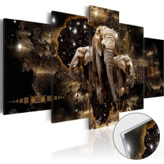 Acrylic Print - Brown Elephants [Glass]