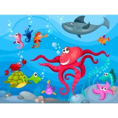 Artgeist Octopus and shark fototapetti