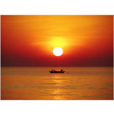 Artgeist Auringonlaskua kalastusvene fototapetti