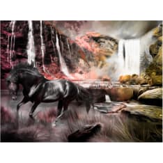 Artgeist Musta hevosen vesiputous fototapetti