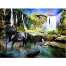 Artgeist Hevonen on taustalla taivas sininen vesiputous fototapetti