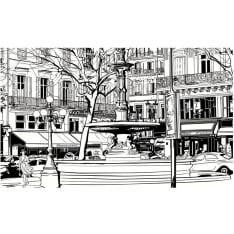 Artgeist Sketch of parisian fountain fototapetti