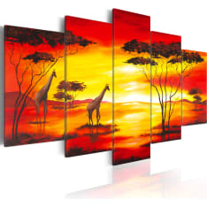 Artgeist Kirahvit Taustalla Kanssa Auringonlasku taulusetti