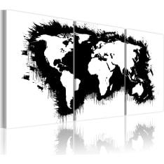 Artgeist Maailmankartta Musta-Valkoinen taulusetti