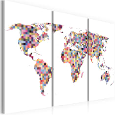 Artgeist Kartta Maailma - Pixels - Triptyykki taulusetti