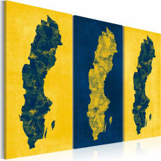Artgeist Maalattu Kartta Ruotsin - Triptyykki taulusetti