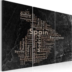 Artgeist Text Map Of Spain On The Blackboard - Triptych taulusetti