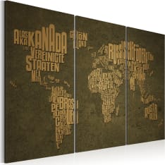 Artgeist Maailmankartta, Saksan Kieli: Beige Maanosat - Triptyykki taulusetti