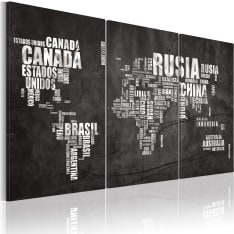 Artgeist Kartta World (Espanjankielinen) - Triptyykki taulusetti