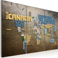 Artgeist Kartta World (Italian Kieli) - Triptyykki taulusetti