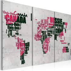 Artgeist Kartta World (Ranskankielinen) - Triptyykki taulusetti