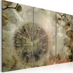 Artgeist Vintage, Clock And Orchid - Triptych taulusetti