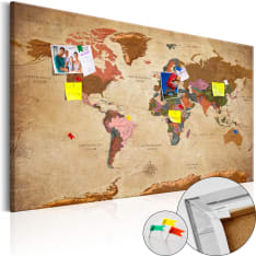 Decorative Pinboard - World Map: Brown Elegance [Cork Map]
