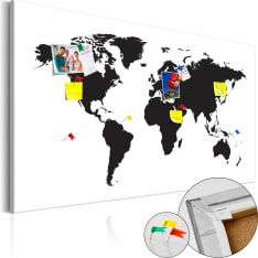 Artgeist World Map: Black & White Elegance [Cork Map] korkkitaulu