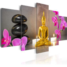 Artgeist Golden Buddha And Orchids taulusetti
