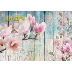 Artgeist Pink Flowers On Wood fototapetti