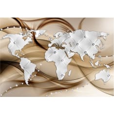Artgeist World Map - White & Diamonds fototapetti