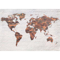 Artgeist World Map: Brick Wall fototapetti