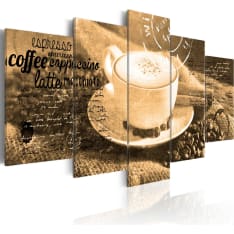 Artgeist Coffe, Espresso, Cappuccino, Latte Machiato ... - Sepia taulusetti