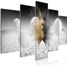 Canvas Print - Woven Faces (5 Parts) Wide Golden