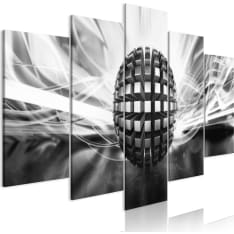 Canvas Print - Metal Ball (5 Parts) Wide Black and White