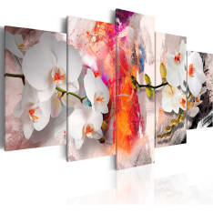 Canvas Print - Colorful background and orchids