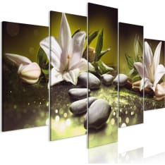 Artgeist Lilies And Stones  Wide Green taulusetti