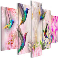 Artgeist Colourful Hummingbirds  Wide Pink taulusetti
