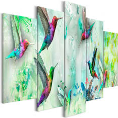 Artgeist Colourful Hummingbirds  Wide Green taulusetti