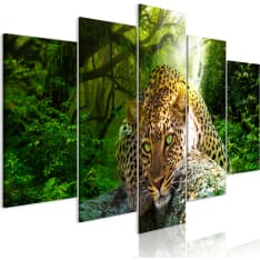 Artgeist Leopard Lying  Wide Green taulusetti