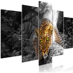 Artgeist Leopard Lying Wide Grey taulusetti