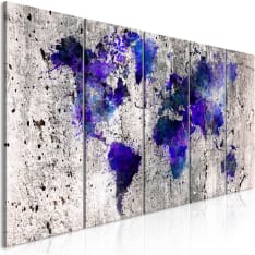Canvas Print - World Map: Ink Blots (5 Parts) Narrow